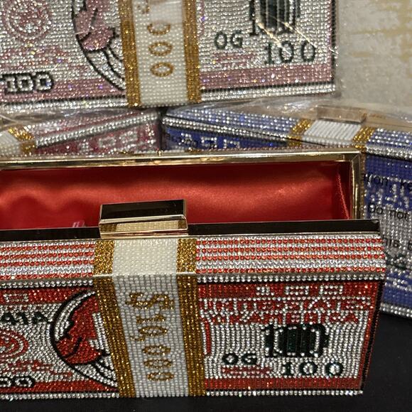 4 Unbranded Women's Bling Dollar Money clutch Purse Handbag Wallet EveningParty - Picture 4 of 7